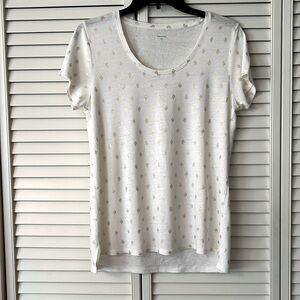 Garnet Hill Cream Fitted Cap Sleeve T-Shirt